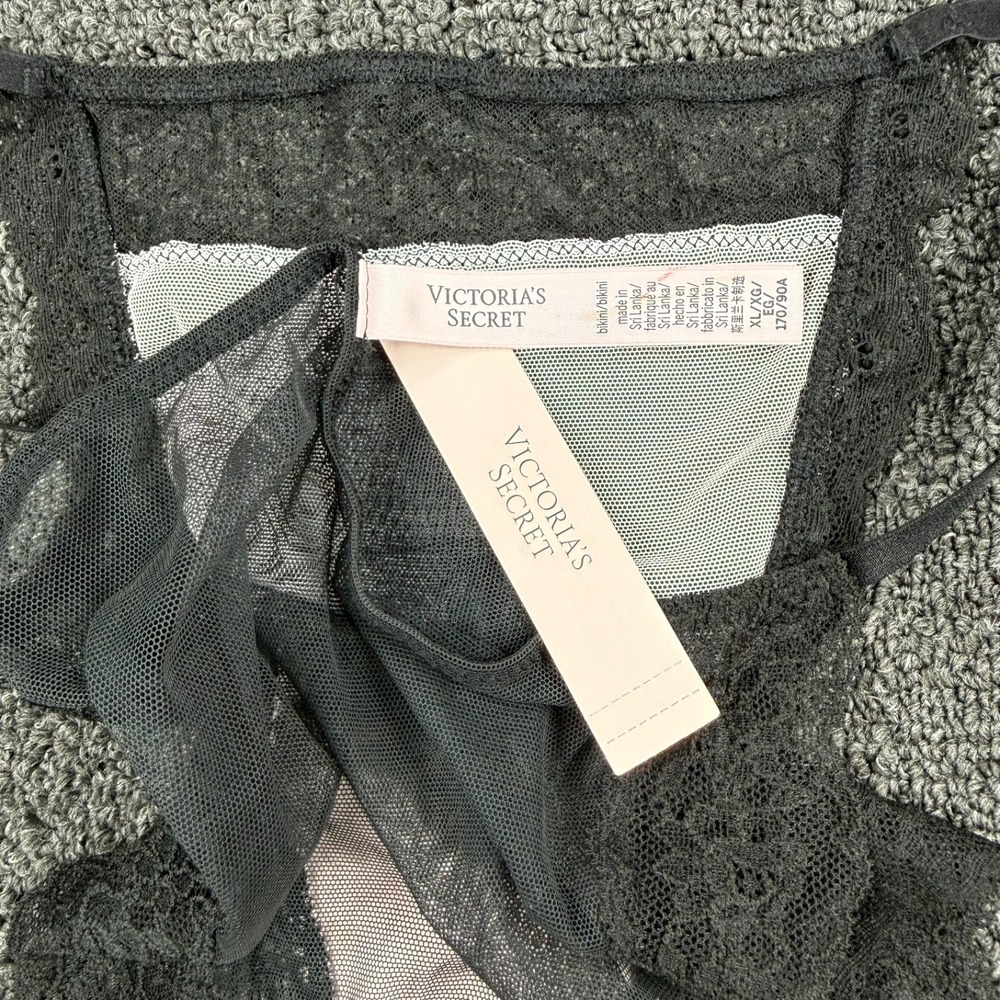 Victoria's Secret Black Lace Mesh Bikini Panty XL NWT - Picture 3 of 3